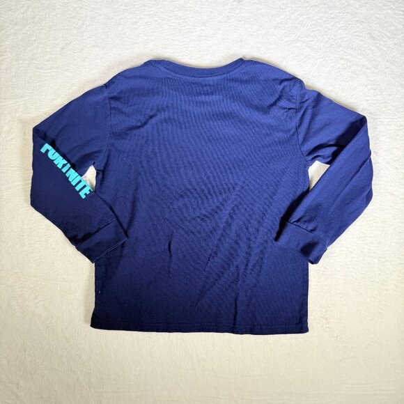FORTNITE Shirt Boys Size 8 Loot LLAMA Heads Long Sleeve Shirt Blue Video Game - Picture 3 of 4